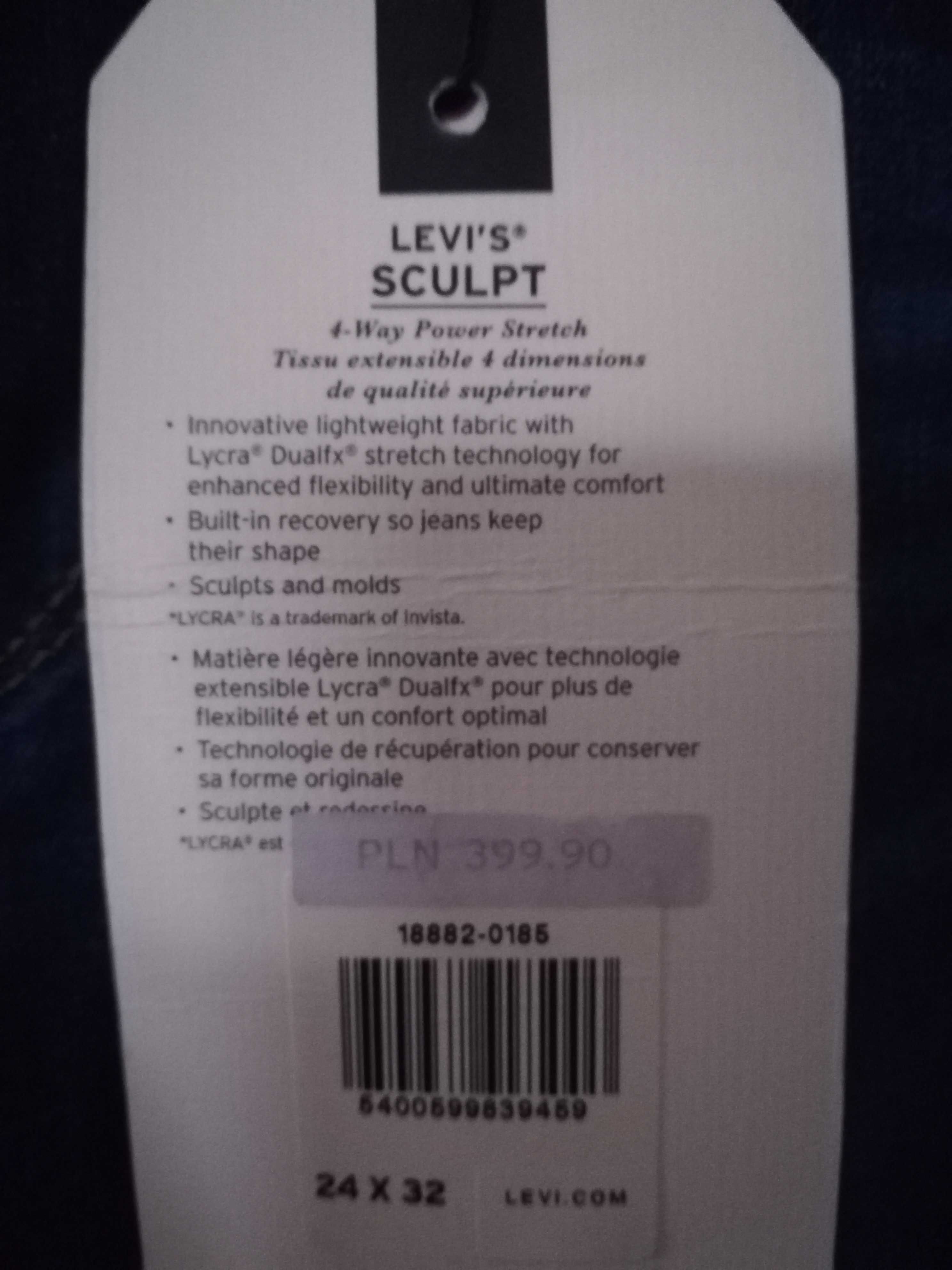 Nowe Levi's 721 Skinny 24/32 PREMIUM High Rise Skinny