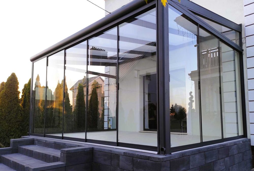 Ogród zimowy SZKLANY Zabudowa tarasu 506x300 Cena z Montażem