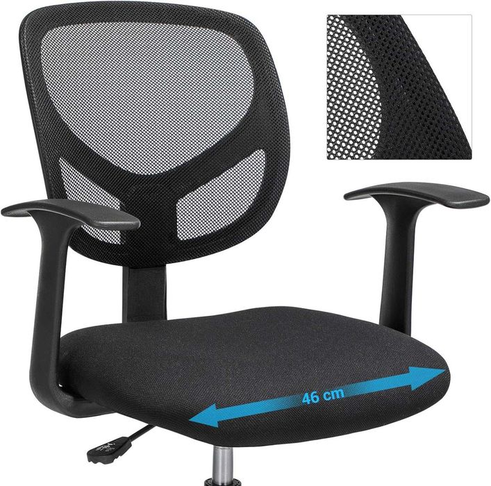 SONGMICS Fotel biurowy, ergonomiczne siedzisko z regulowaną wysokością