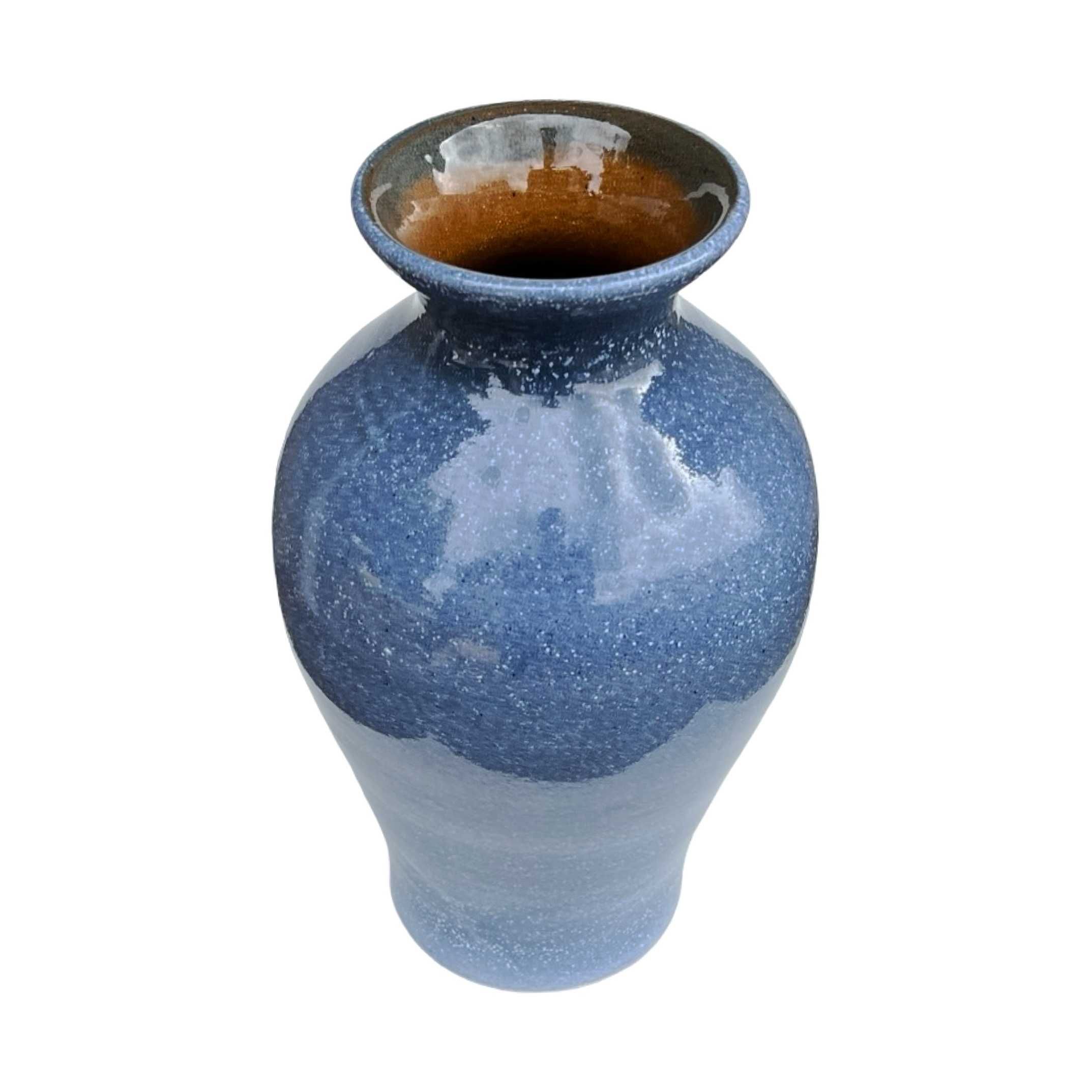 Wazon ceramiczny niebieski szkliwienie reaktywne Niemcy lata 70.