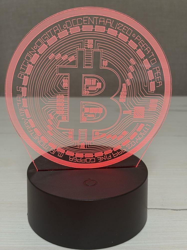 Lâmpada LED 3D Bitcoin