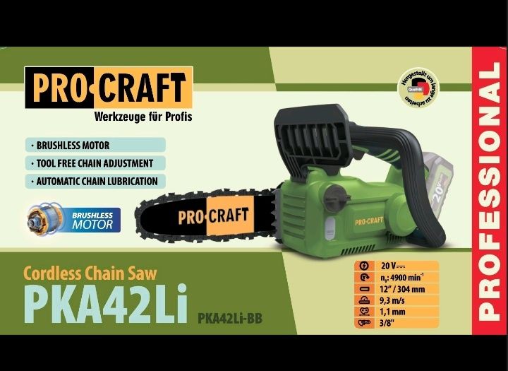 Акумуляторна ланцюгова пила Procraft PKA42Li