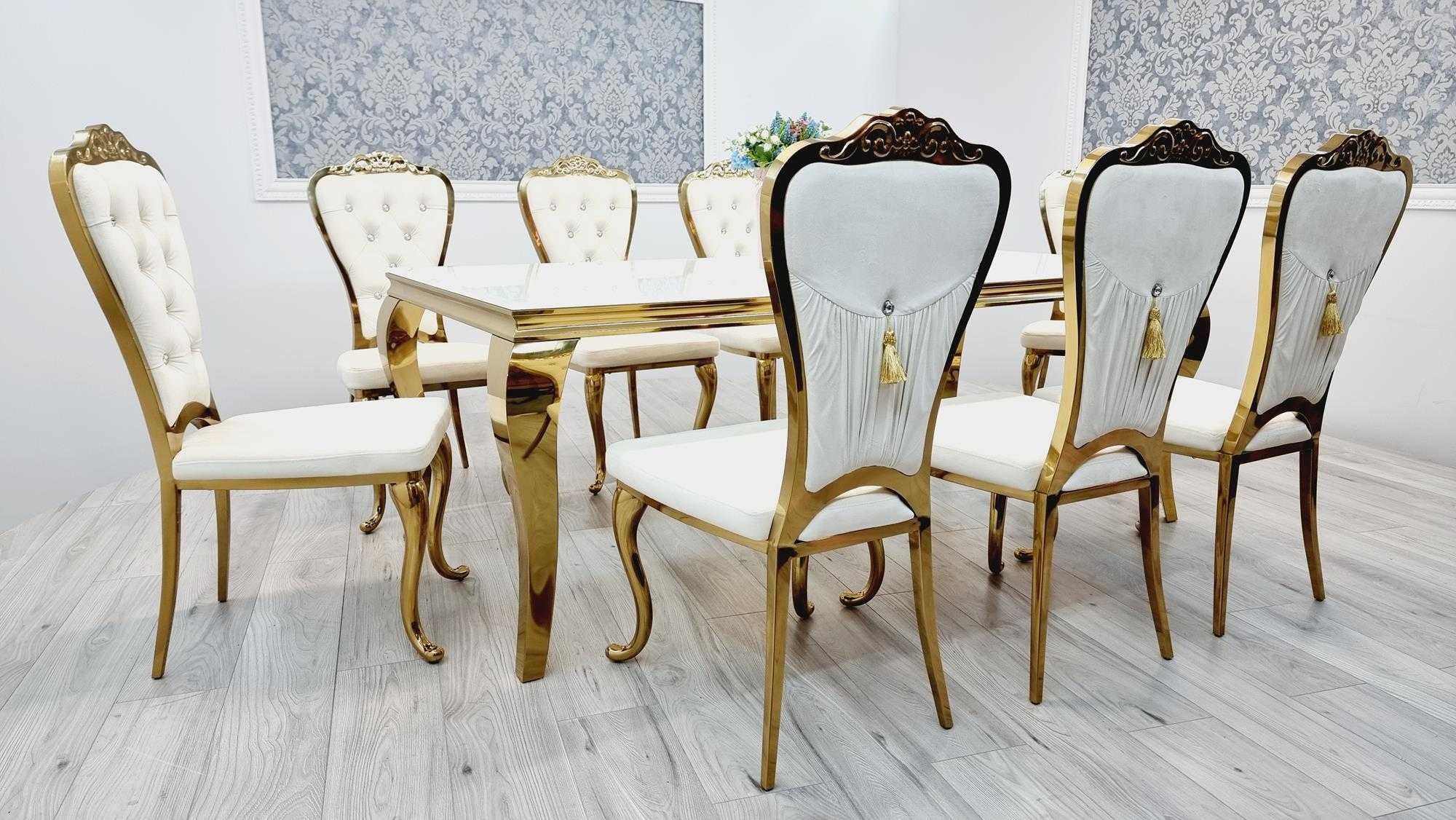 Stół Glamour 200x100 z 8 krzesłami Ludwik