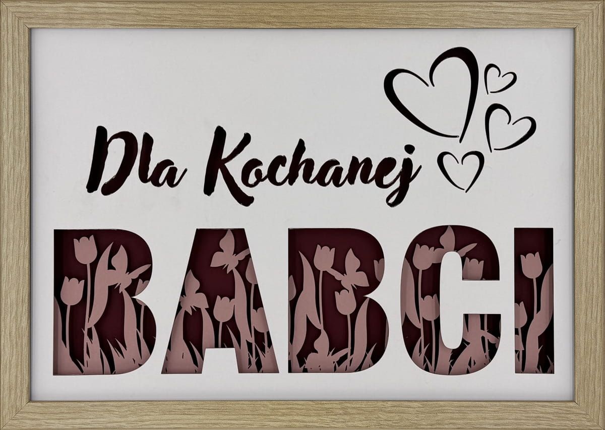 Ramka 3D shadow box Dla Kochanej Babci Tulipany 32x23