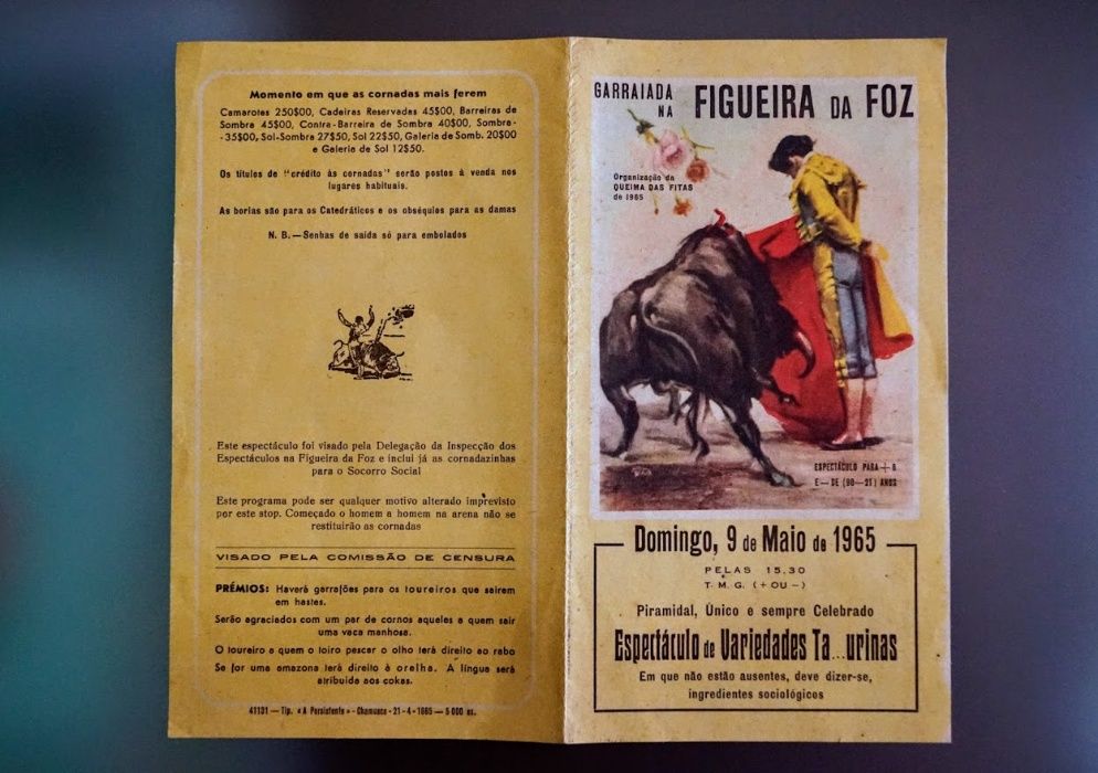 Programa tauromáquico taurino 1965 colecionadores