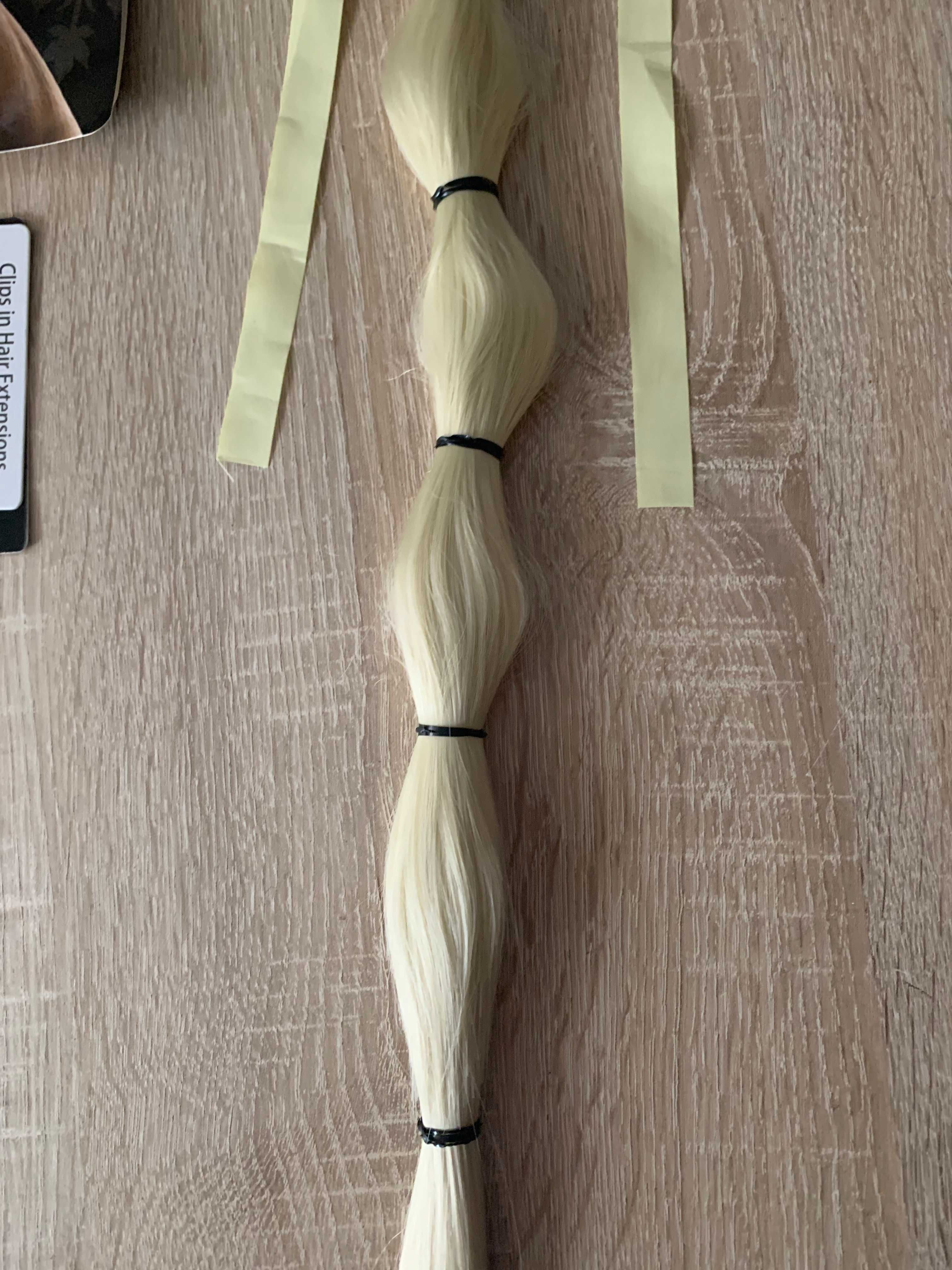 Doczepiany warkocz do włosów długi 65 cm doczepiane włosy jasny blond