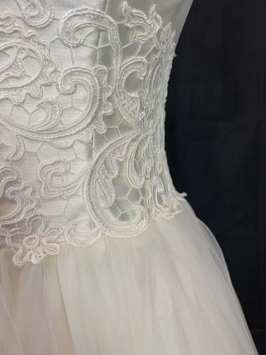 Nowa Krótka Suknia Ślubna S M 36 38 Wygodna midi księżniczka cywilny