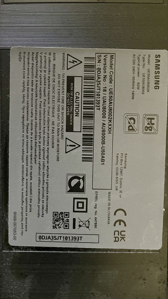 Czéści do telewizora Samsung UE50AU8002KXXH