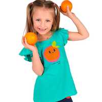 Bluzka T-shirt dla dziewczynki Bawełna 164 zielona pomarańcza  Endo