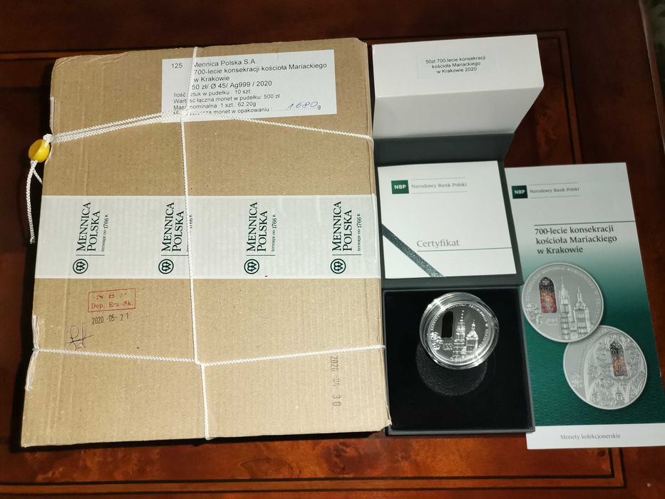 50 zl 700 lecie kosciola Mariackiego Pudełko bankowe 10 szt. - plomba