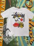 Stussy Męska Biała Koszulka z Nadrukiem L