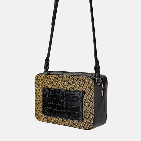 Zara Animal Print Logo Embossed Crossbody Bag сумка