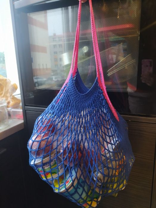 torba na zakupy zerowaste eko siatka szydelko paryżanka rękodzieło