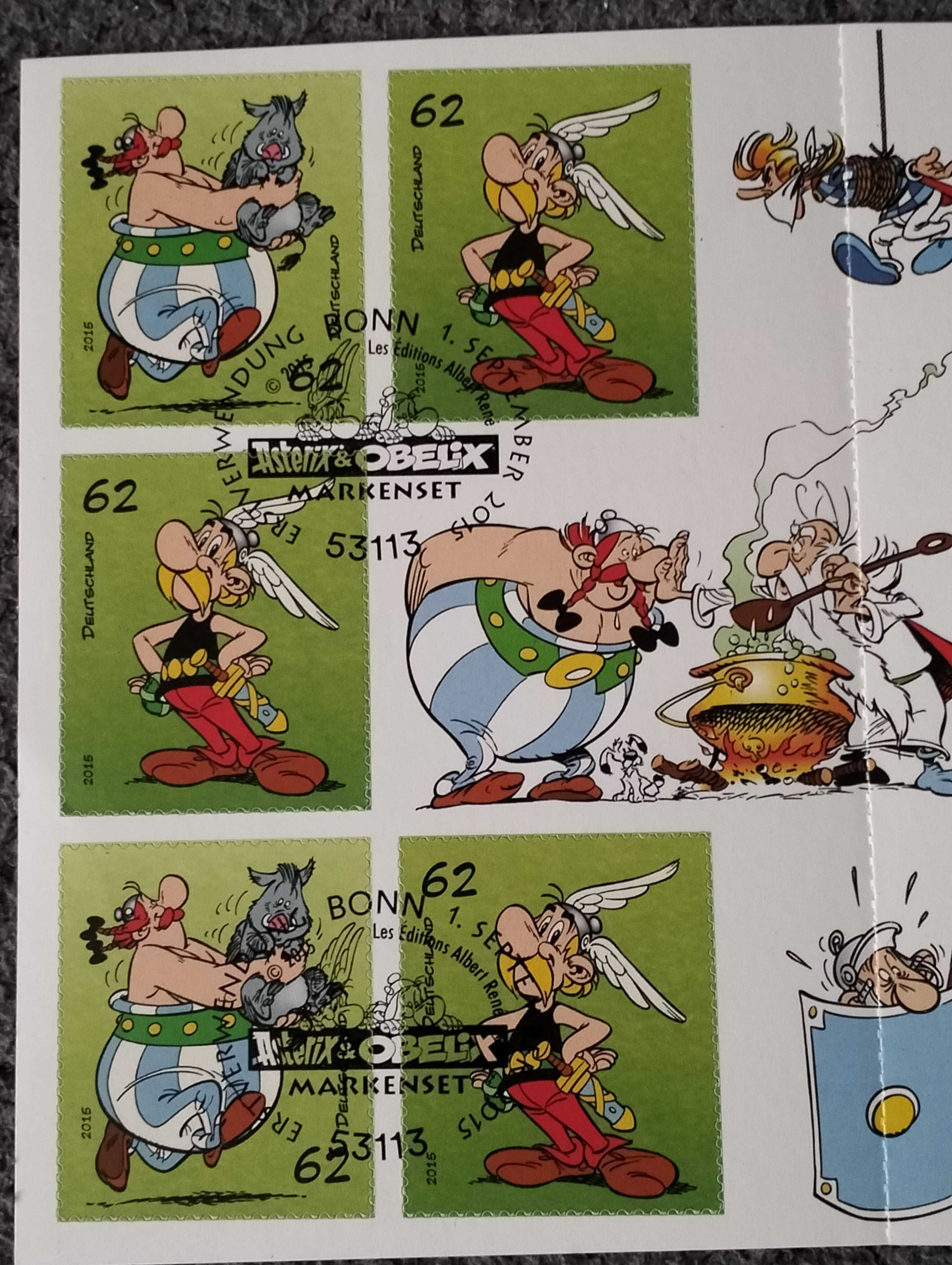Komiks Asterix i Obelix, zestaw, blok, znaczki