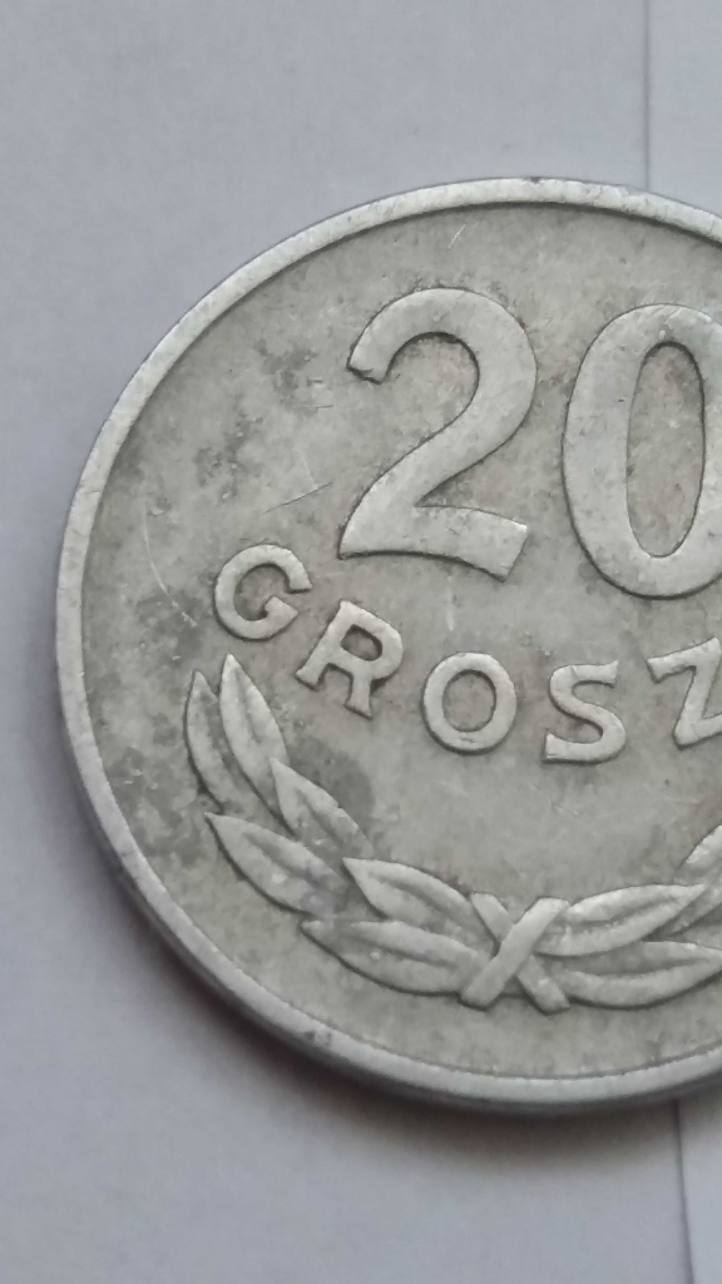 D M077, stara moneta 20 gr groszy 1957 Polska starocie wyprzedaż