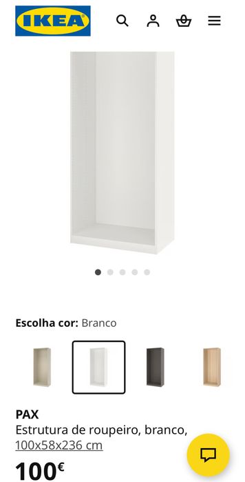 Roupeiro pax sem portas com prateleiras