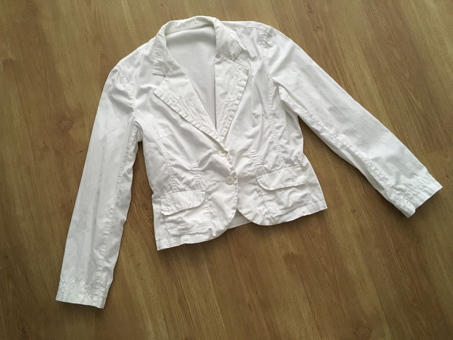 Biala bawelniana marynarka damska M/L