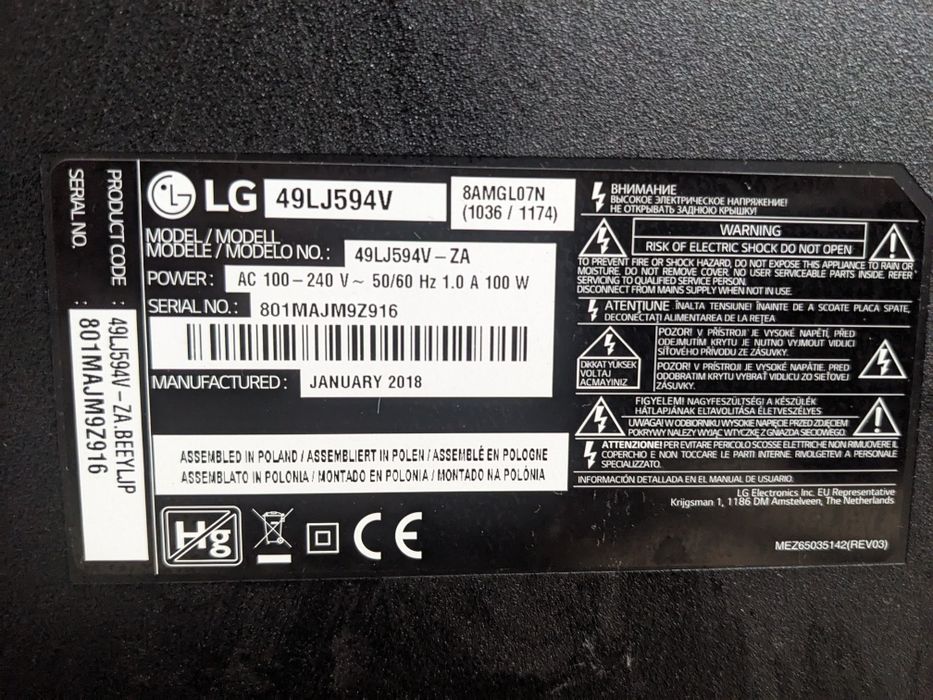 Телевизор LG 49″ (49LJ594V)  Full HD, Smart TV, webOS