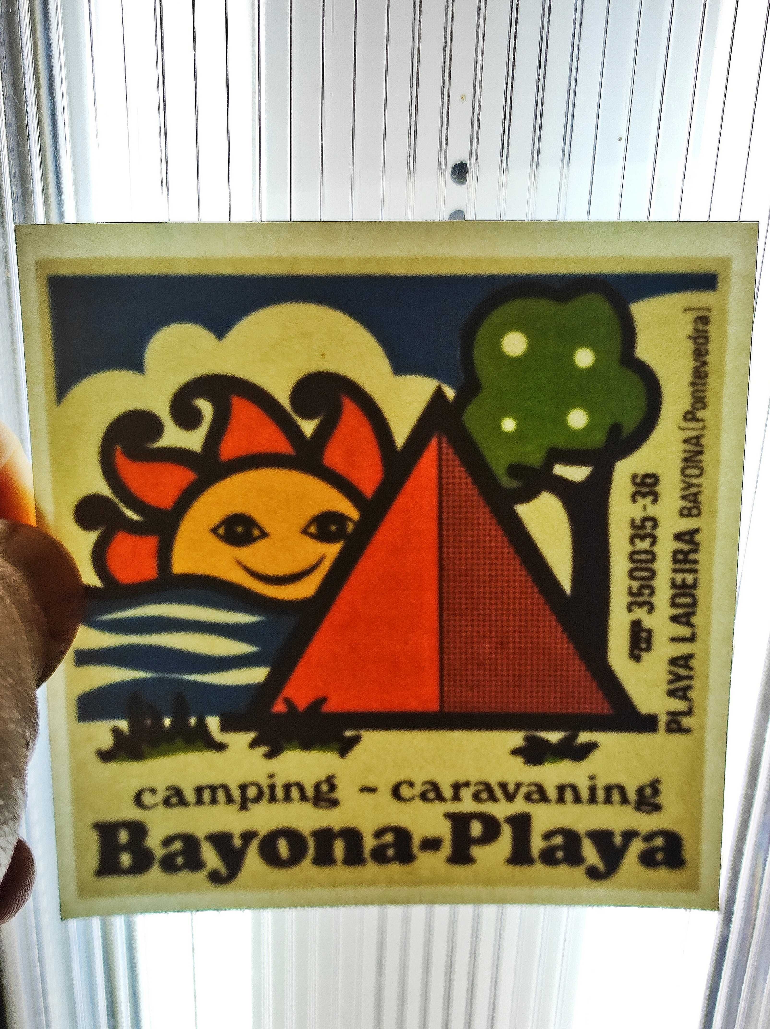 Autocolante antigo parque campismo Bayona Playa Ladeira (Espanha)