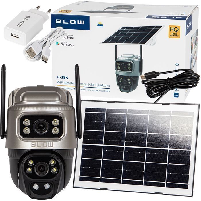 Zewnętrzna kamera BLOW WiFi PTZ 4MP H-384 DualLens + solar 78-668#