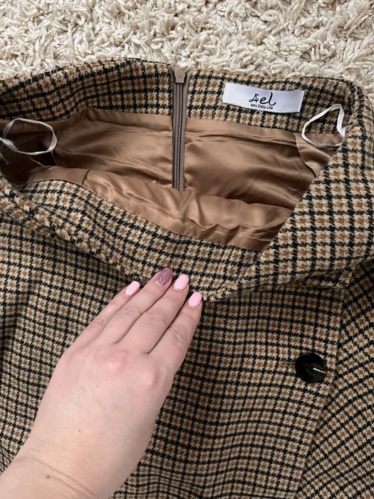 Шерстянная очень теплая юбка в клетку