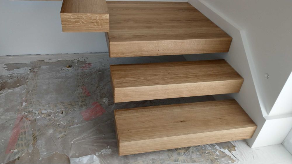 Stopnie dębowe Schody Półkowe Wspornikowe na konstrukcje