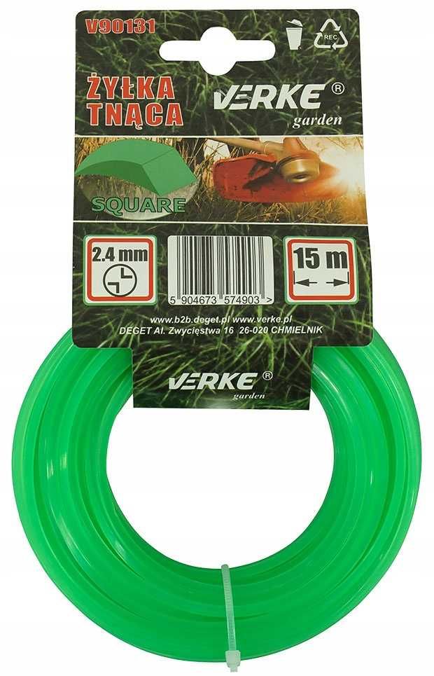 Żyłka tnąca kosy spalinowej podkaszarki wykaszarki KWADRAT 2,4mm 15m
