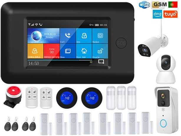 Alarme Tuya sem Fios GSM/WiFi +Câmaras Segurança+Video Porteiro (NOVO)