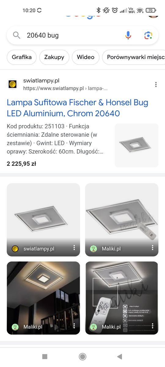 Plafon LED BUG 20640 FISCHER & HONSEL + pilot