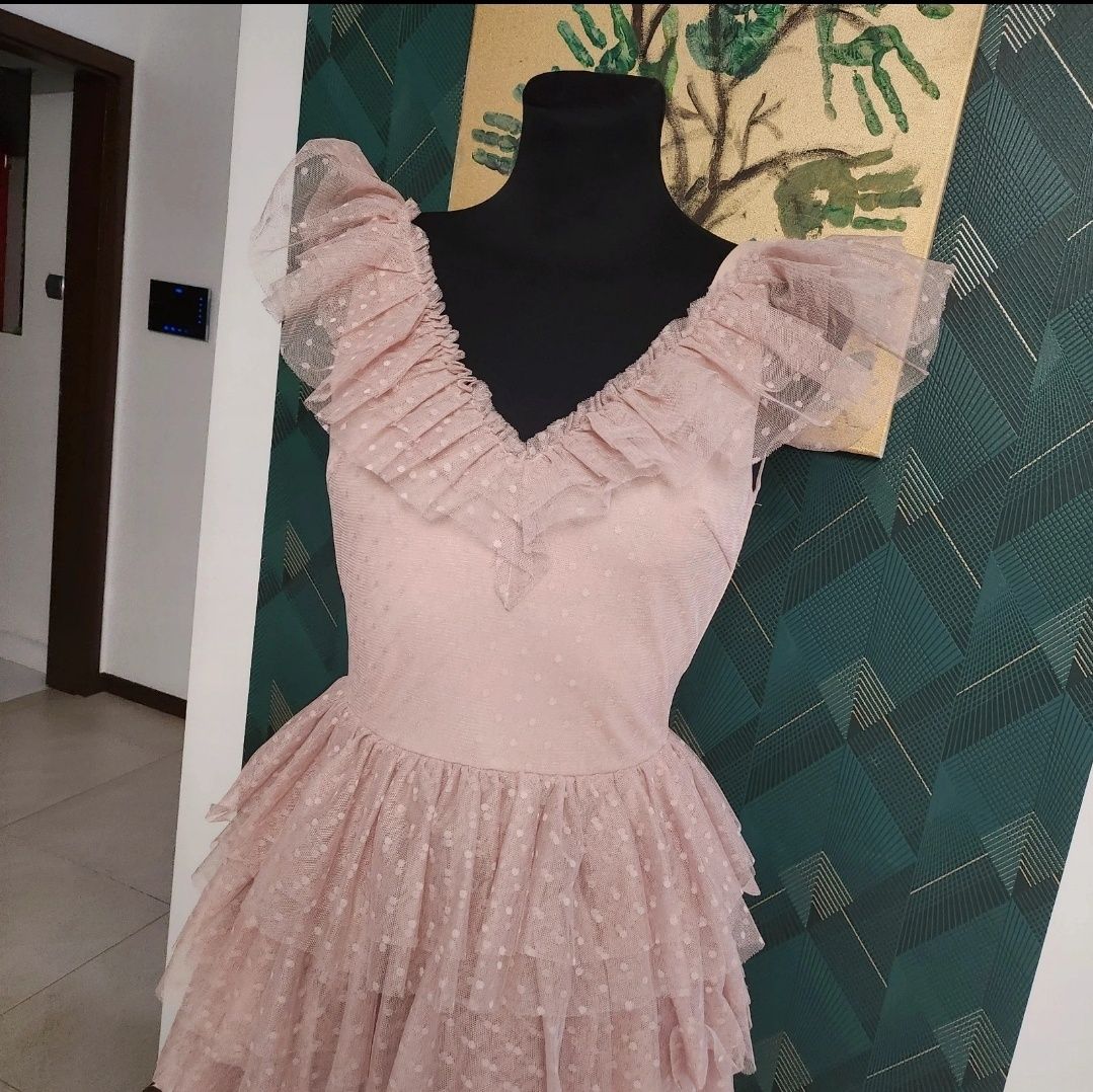 Sukienka tiulowa 36 Pudrowy roz