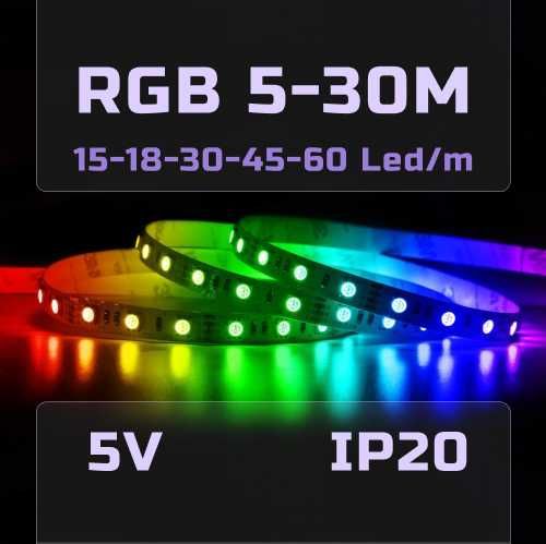 Светодиодная лента RGB 5м 10м 15м 20м 25м 30м USB 5V 12В LED Bluetooth