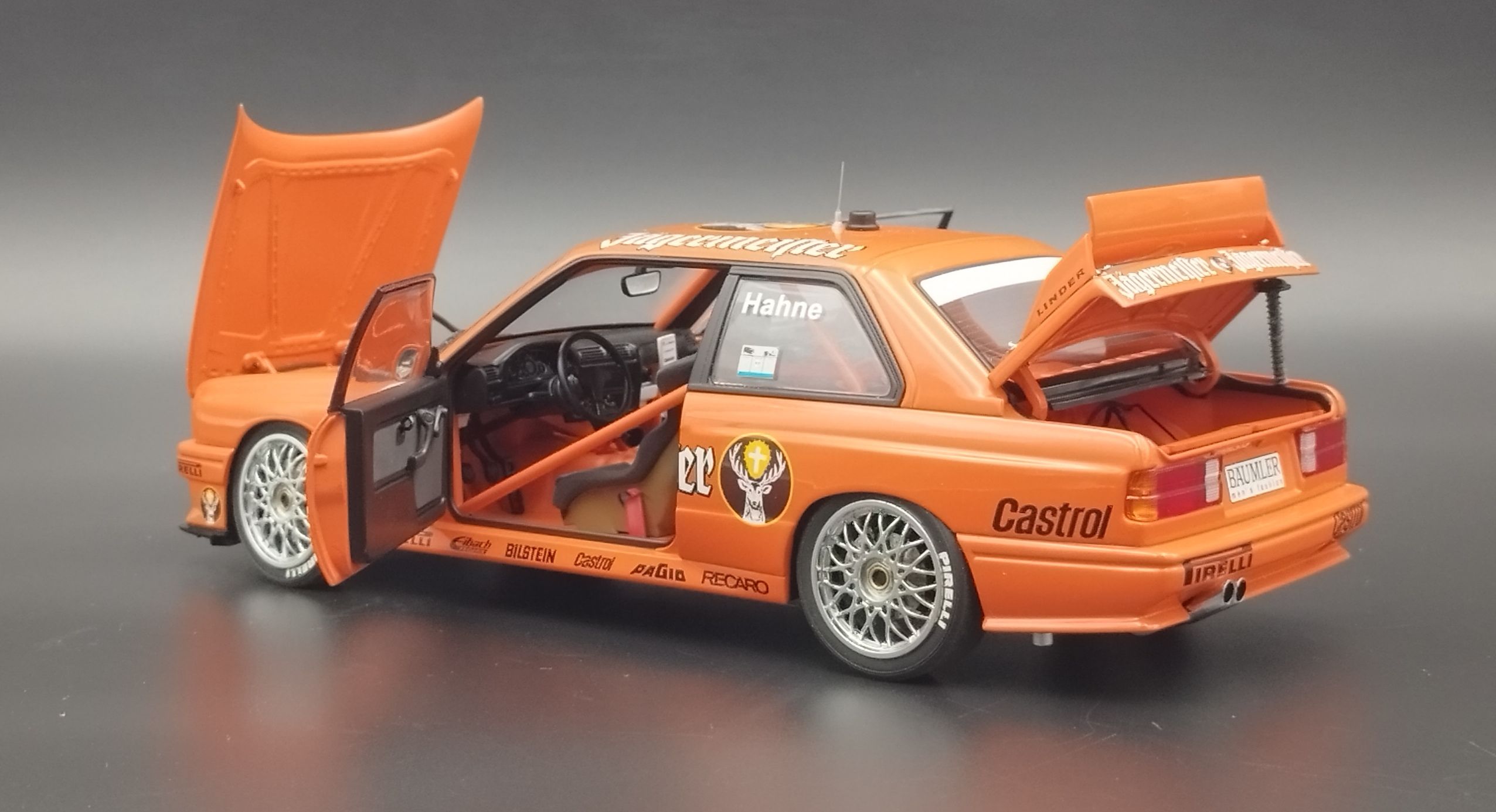 1:18 AutoArt 1992 BMW (E30) M3 Jagermeister #19 Hahne model NO Box