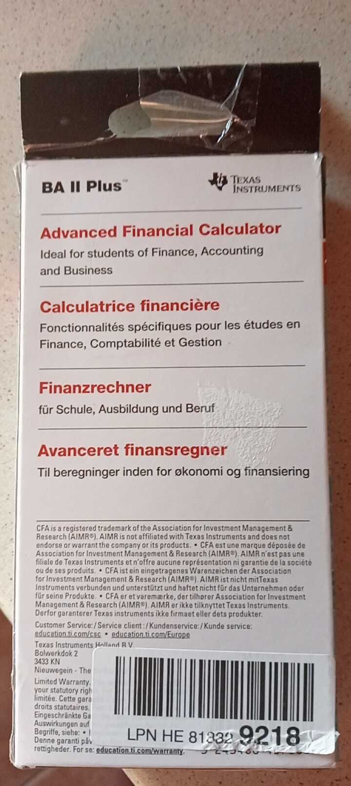 Kalkulator finansowy Texas Instruments IIBAPL/FC/4E11