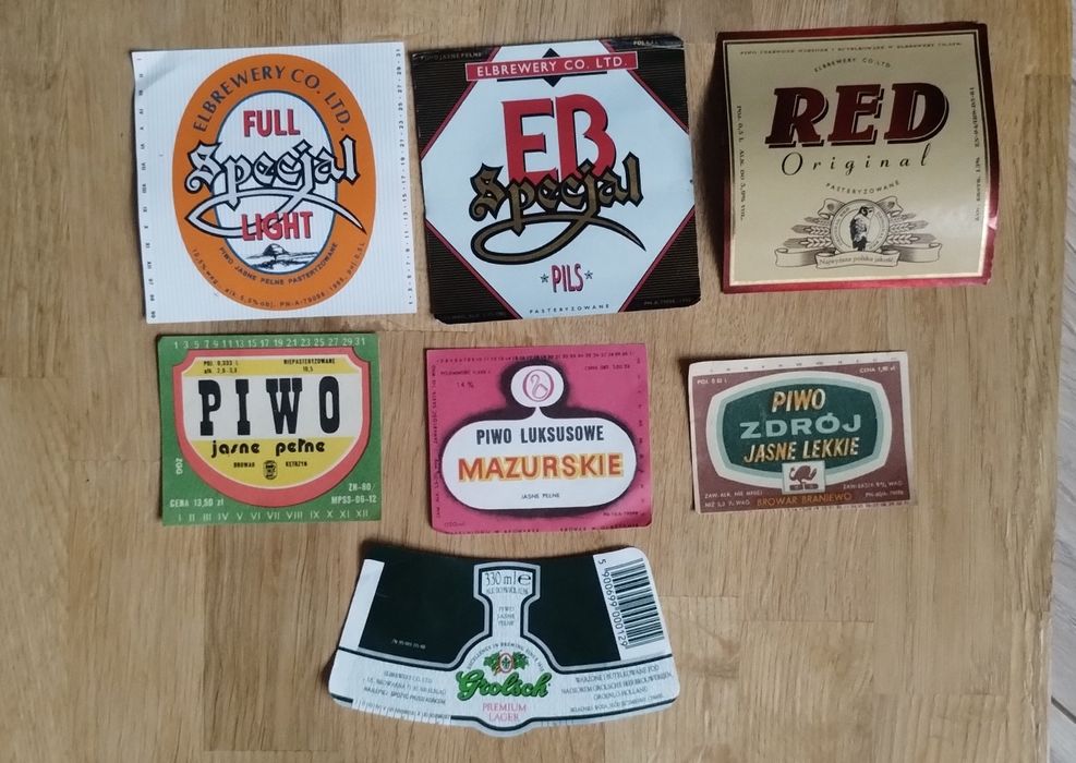 Zestaw etykiet od piwa