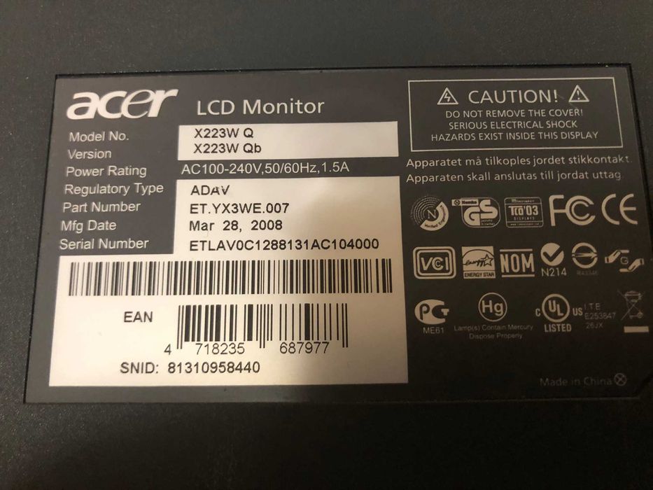 Monitor LED Acer X223W