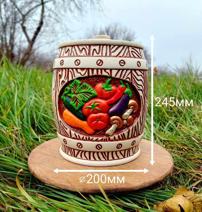 Бочка для соления, квашения, сыпучих, керамика, бочонок, емкость