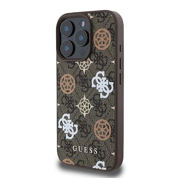 Etui Guess Peony On 4G Background MagSafe na iPhone 16 Pro - brązowe