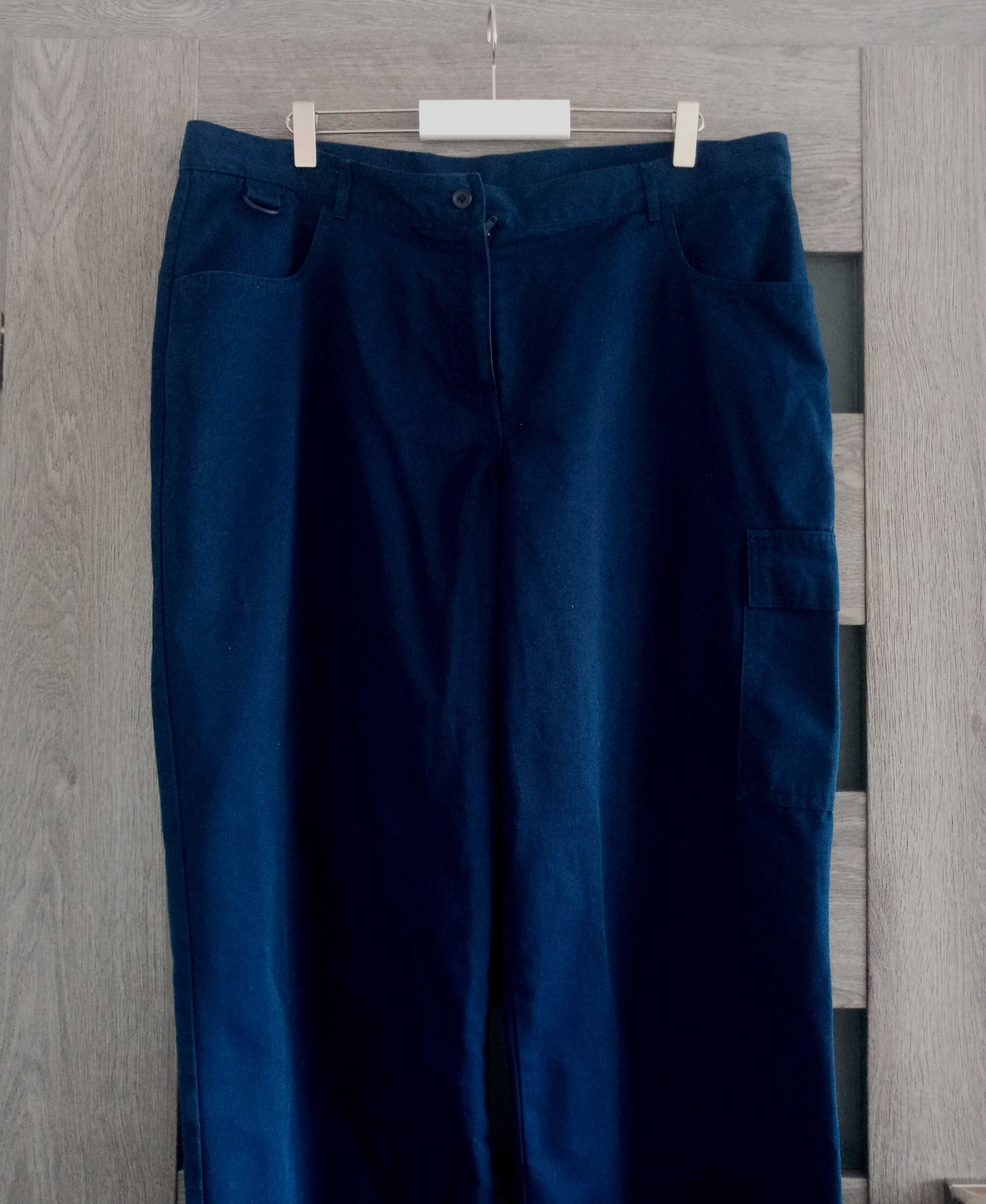 Granatowe spodnie bojówki szerokie nogawki 54 38