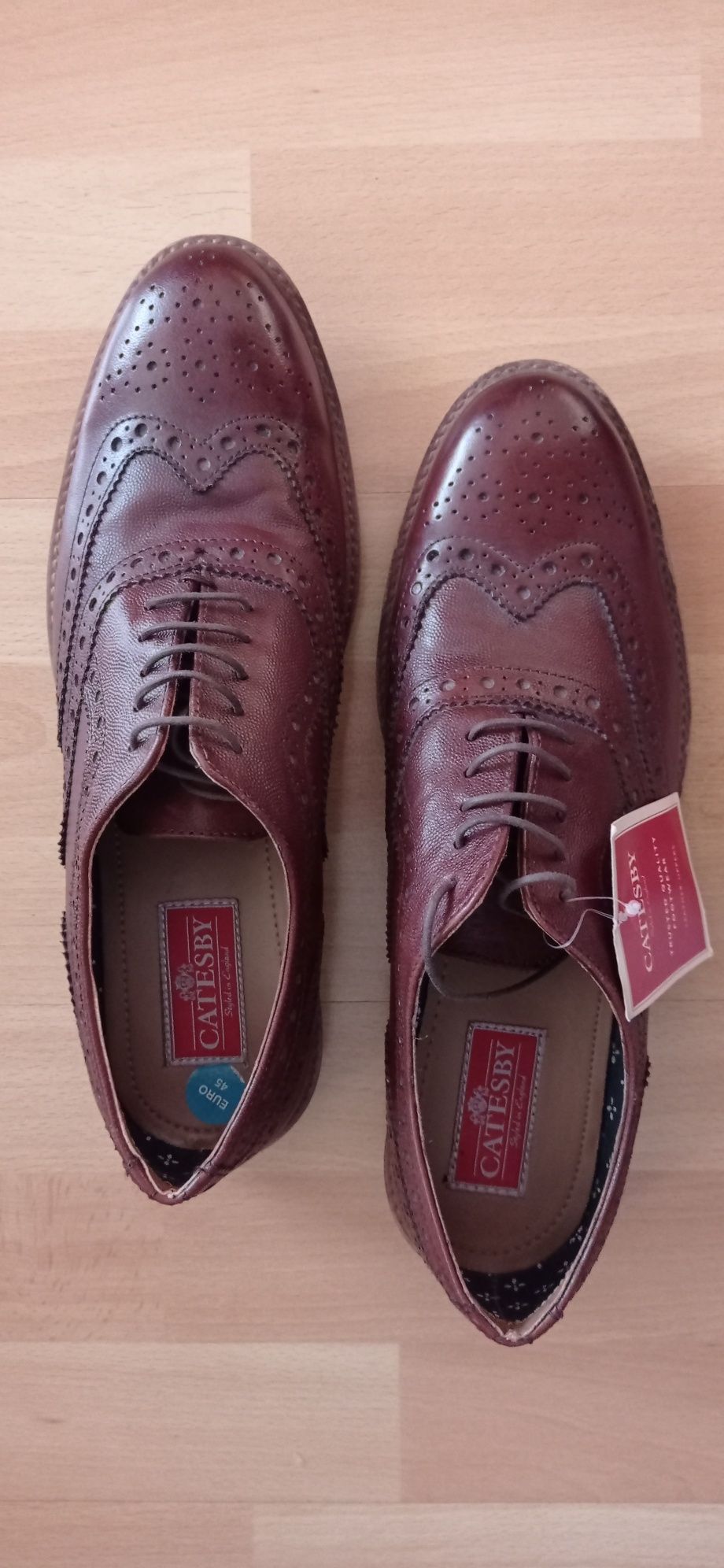 Buty wizytowe męskie skórzane brązowe rozmiar 45 nieużywane