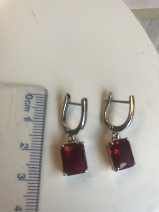 Kolczyki nano rubiny szlifu emerald 8mm x6