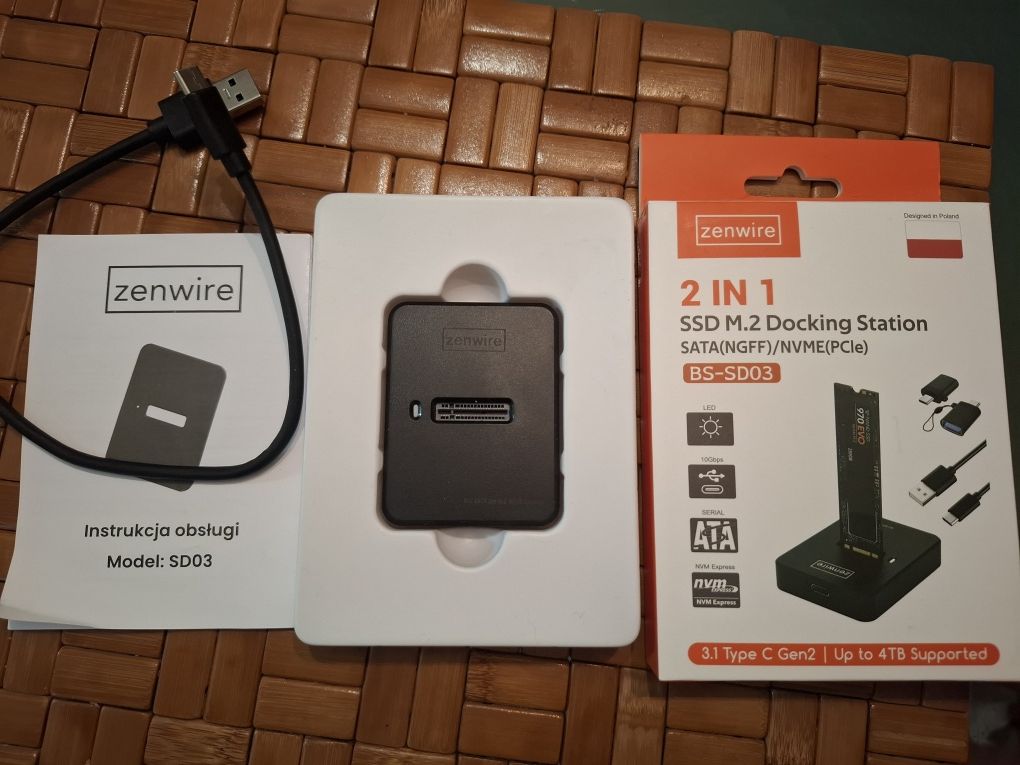 Adapter Czytników Dysków SSD M.2 2w1 SATA NGFF NVME PCIe M2 USB-C USB