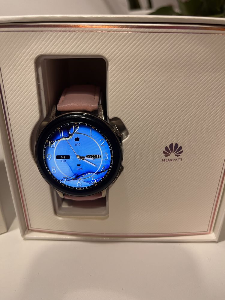 Huawei watch GT 3 42mm rozowy pasek skorzany