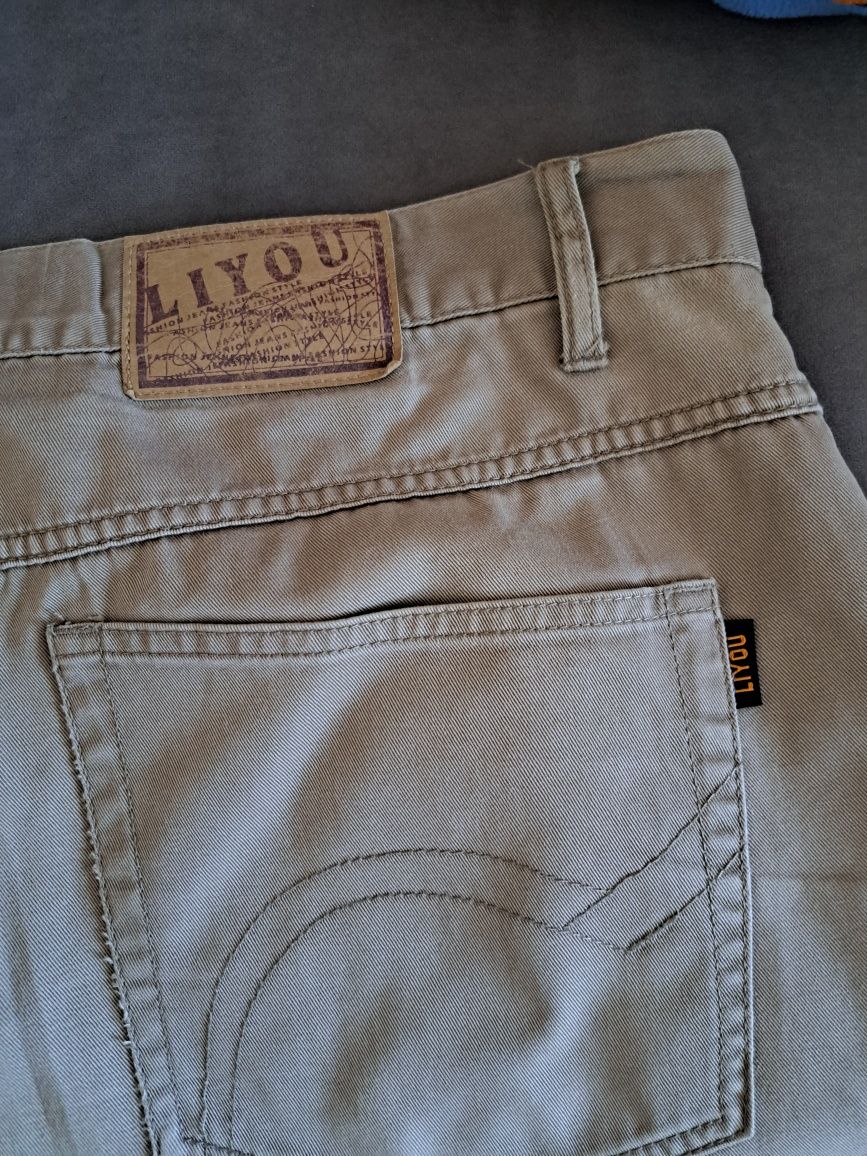 Spodnie męskie proste szerokie beżowe Liyou r.40