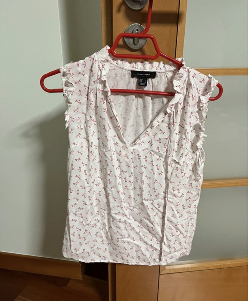 Blusa nova XS branca e rosa