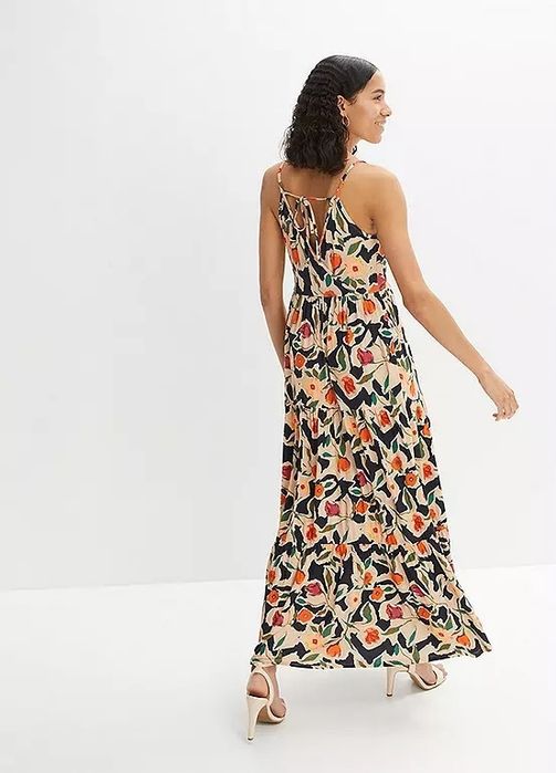 B.P.C sukienka długa nadruk beżowa r.44/46