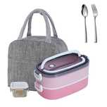 LUNALING Dwuwarstwowy, Szczelny Lunchbox 1600 ml + Torba Termiczna