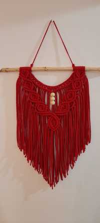 Makrama czerwona / dekoracja ścienna / handmade