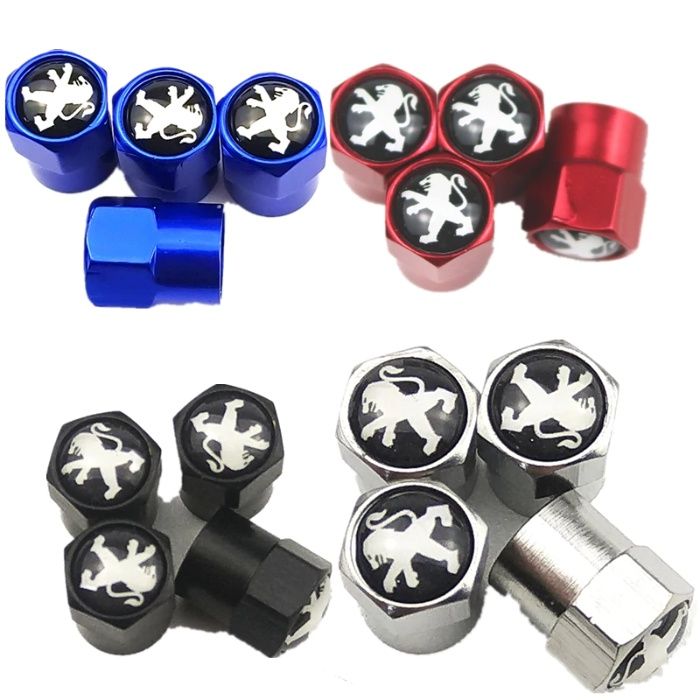 4x Pipos Inox Peugeot |Tampas Válvulas Pneu Acessórios Carros Carrinha