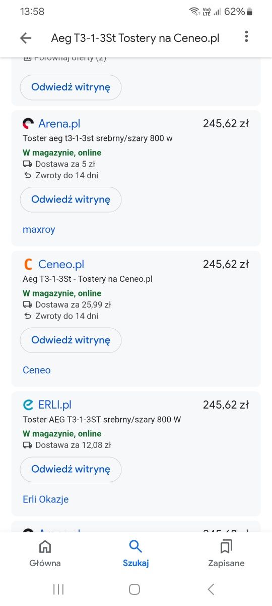 Toster opiekacz do kanapek AEG T3-1-3ST