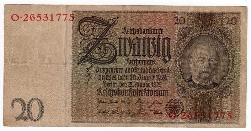 Banknot 20 Reichsmark 1929 Niemcy